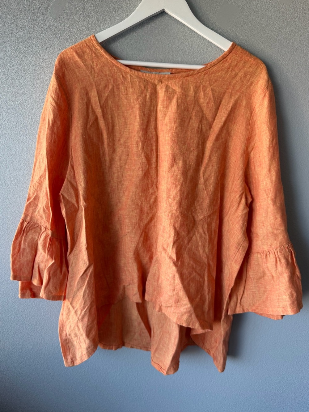 Bryn Walker orange 100% linen Lagenlook flowy blouse Women’s size XXL